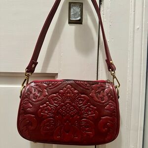 Elegant Red Embossed Handbag